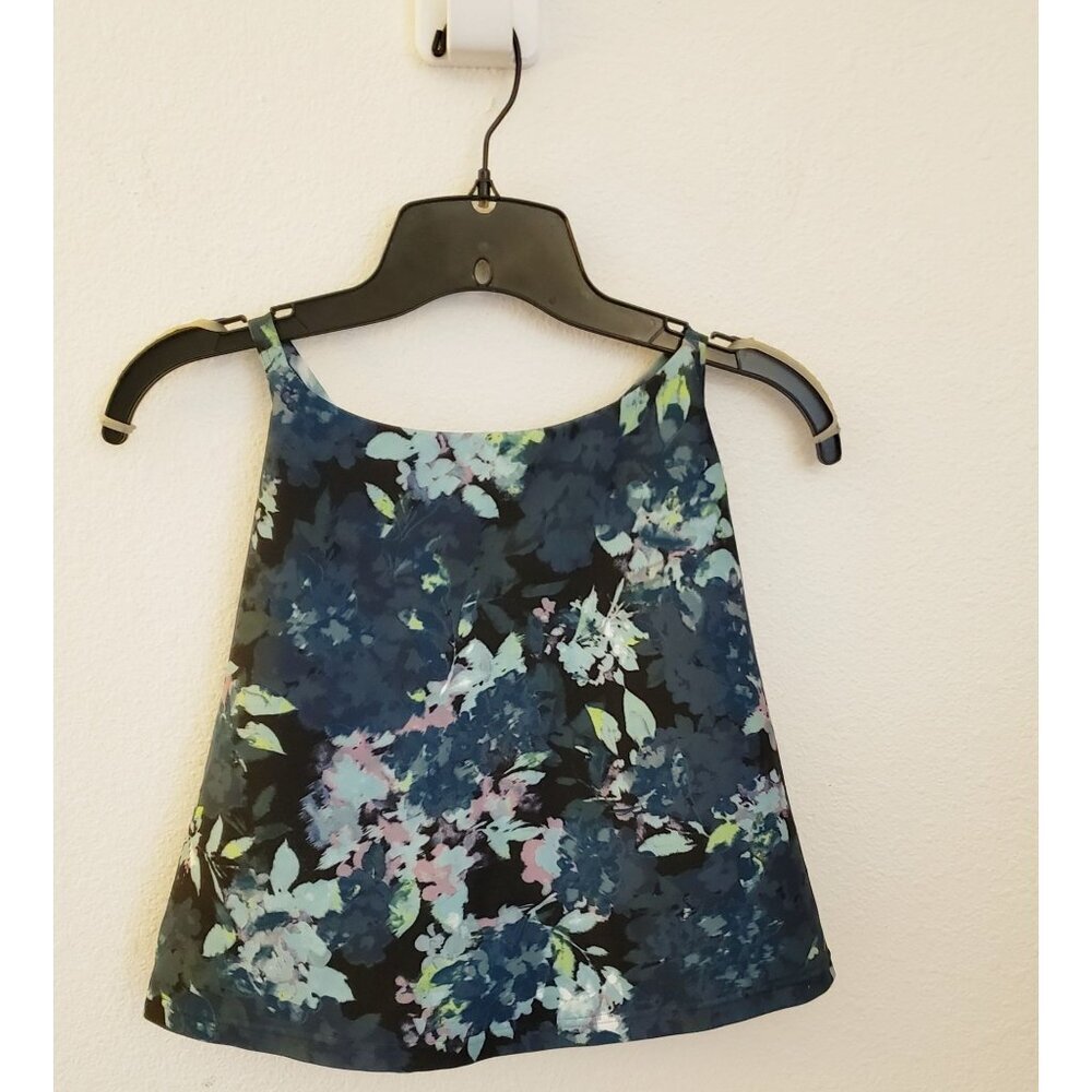 Old Navy Powersoft Blue/Green Floral Crossback Sportsbra Tank Top Size 2X EUC